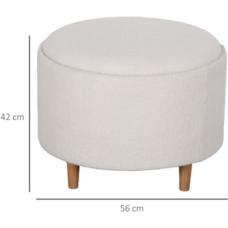 HOMCOM Sitzhocker Rund Beige - Mit Polster & Holzbeinen 51x47cm