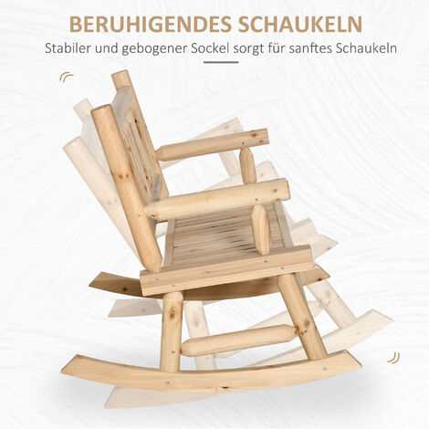 Outsunny Schaukelbank aus Holz, Gartenbank mit Armlehne, Schwingbank, 2