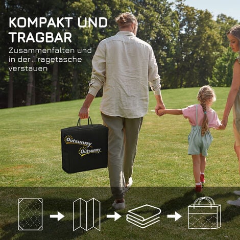 Outsunny Outdoorteppich, Wendeteppich Kunststoffteppich mit Tragetasche, Wasserabweisender Campingteppich für Balkon Terrasse, 182 x 274 cm, Dunkelblau+Weiß