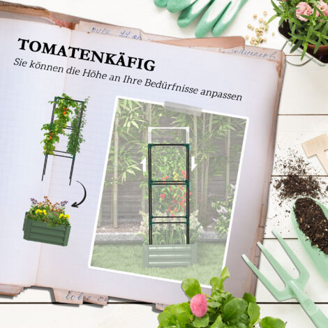 Outsunny Hochbeet mit Rankhilfe, Blumenkasten mit Offenem Boden