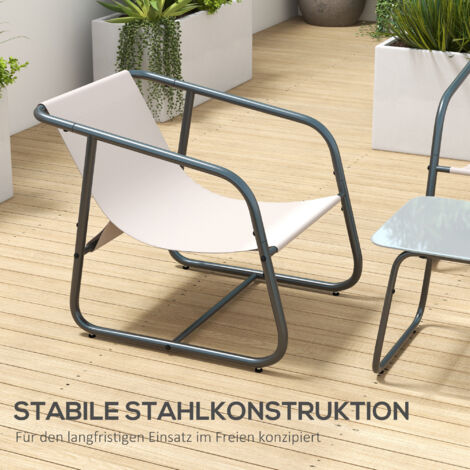 Outsunny Gartenlounge-Set Rattan Gartenmöbel-Set, Sitzgruppe mit 2 Gartenstühle, Beistelltisch