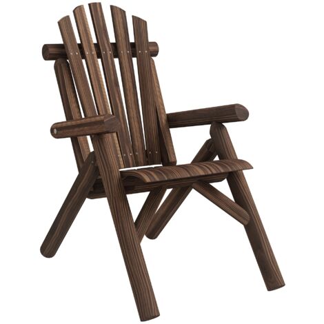 Outsunny Adirondack Stuhl wetterfest Adirondack Chair aus Holz Outdoor Gartenstuhl mit Hoher Rückenlehne und Armlehnen Balkonstuhl Gartensessel für Garten, Terrasse  Balkon 83 x 68 x 101 cm Verkohlt