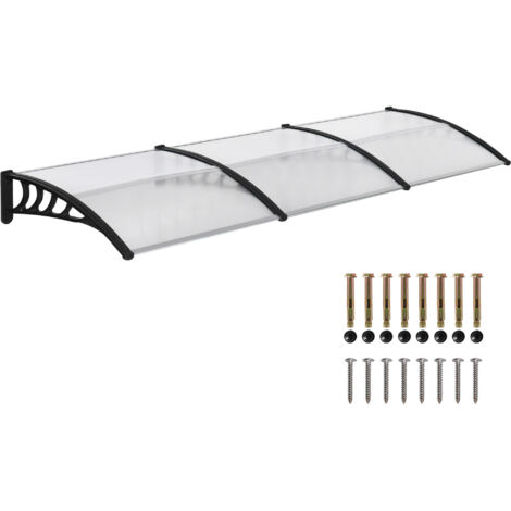 Outsunny Pultvordach Vordach für Haustür 303 x 96 x 27 cm Überdachung mit UV Schutz, Regenschutz Sonnenschutz für draußen Alu Schwarz (1/5)