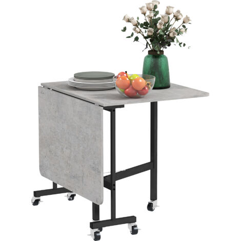 HOMCOM Esstisch Klappbar Küchentisch für 4-6 Personen mit Rollen, Stahlbeine Mobiler Klapptisch Esszimmertisch für Kleine Räume, Esszimmer, Küche 120 x 80 x 73 cm, Grau
