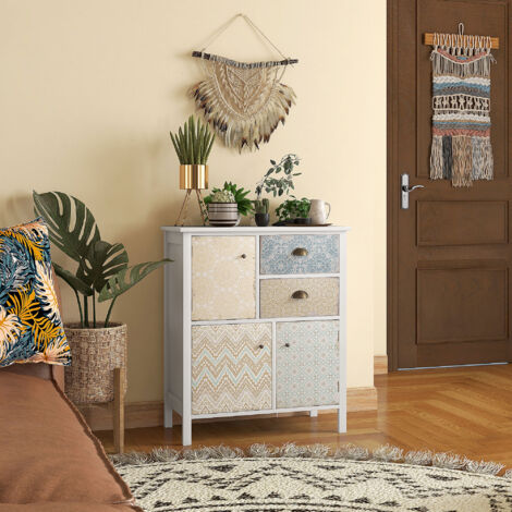 HOMCOM Kommode Sideboard mit 2 Schubladen 3 Schrankfächern Schrank mit ...