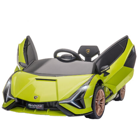 HOMCOM Kinder Elektroauto 12V Kinderauto mit 2,4 G Fernbedienung, 2 Motor, Kinderfahrzeug mit Hupe, LED, Musik, Elektrofahrzeug für 3-5 Jahre Kinder, Grün