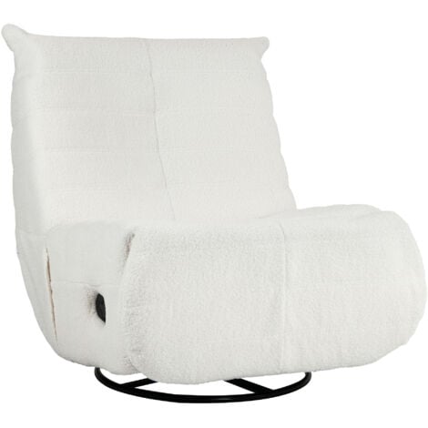 COMHOMA Relaxsessel Mit Liegefunktion - 360° Drehbar, Manuell Verstellbar, Weiß PU-Leder