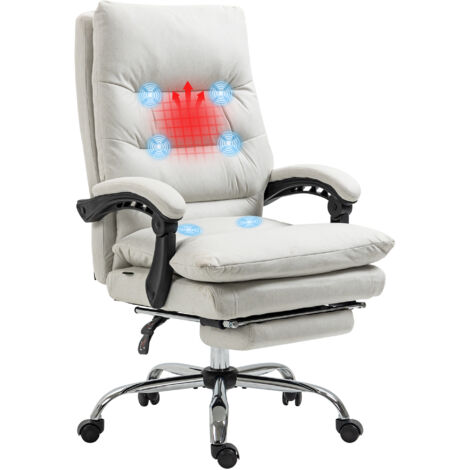 Vinsetto Burostuhl mit Massagefunktion Ergonomisch Schreibtischstuhl mit Liegefunktion Heizfunktion Hohenverstellbar Computerstuhl mit FuBstutze Drehfunktion Creme