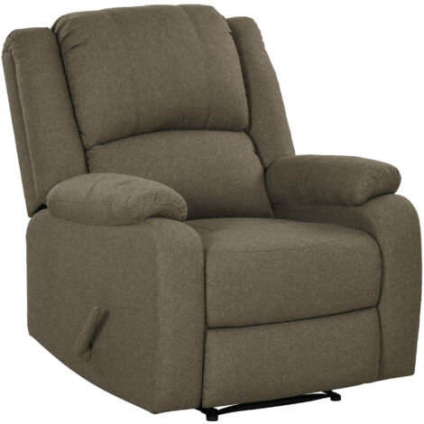 HOMCOM Relaxsessel Fernsehsessel mit Liegefunktion Liegesessel Sessel mit Verstellbarer Rückenlehne, Fußstütze TV-sessel mit Leinenoptik für Wohnzimmer Schlafzimmer, Braun