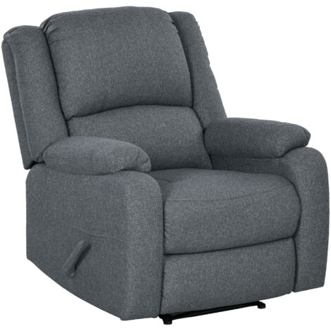 HOMCOM Relaxsessel Fernsehsessel mit Liegefunktion Liegesessel Sessel mit Verstellbarer Rückenlehne, Fußstütze TV-sessel mit Leinenoptik für Wohnzimmer Schlafzimmer, Dunkelgrau