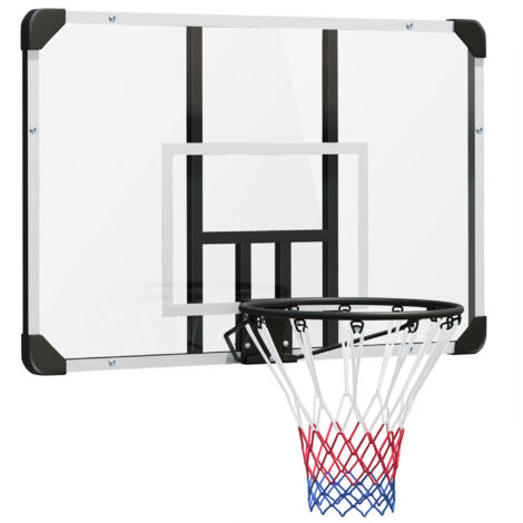 SPORTNOW Basketballkorb mit Rückwand, Outdoor Basketballbrett mit Ø45 cm Stahlkorb und Netz, Wandmontage, Basketball Board für Jugendliche Erwachsene, Weiß