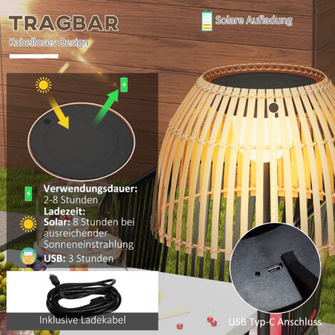Outsunny Solar Stehlampe Outdoor Stehleuchte 137 Cm Produktbild-Vorschau 6