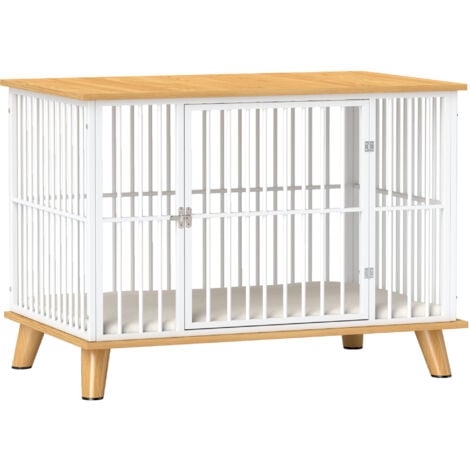 PawHut Hundekäfig für Zuhause, Abschließbar Hundehütte mit Kissen, Hundebox mit Tür, Hundehaus für mittelgroße Hunde unter 15 kg, Eiche, 86 x 60 x 70 cm