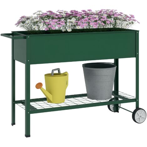 Outsunny Hochbeet Aluminium, Pflanzbeet Frühbeet Gartenbeet Blumenkasten wetterfest, ohne Boden