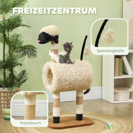 PawHut Kratzbaum Für Wohnungskatzen – 47 Cm Hoch Mit Kratzbaum, Bett, Tunnel & Spielzeug, Grau, Max. 5 Kg
