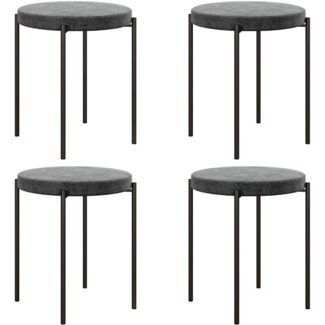 HOMCOM 4er-Set Esszimmerhocker Stapelbar Esszimmerstühle Küchenstuhl mit gepolstertem Sitz, Samtoptik Sitzhocker Samt für Küche Esszimmer Metall Dunkelgrau 41,5 x 41,5 x 46 cm