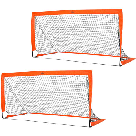 HOMCOM Fußballtor 2er Set faltbar 183 x 90 x 90 cm Fussballtor mit Tragetasche wetterfest Outdoor Fußball Tore für Erwachsene Fußballtore für Garten Training Freizeit Orange