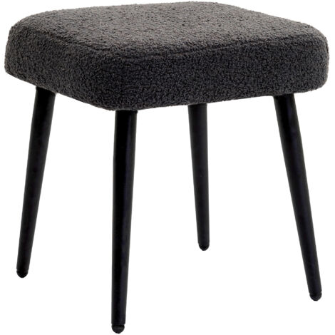 HOMCOM Sitzhocker Hocker quadratisch mit weichem Sitzkissen Stahlbeinen Fußhocker mit Kaschmir-Optik Polsterhocker Ottoman für Schlafzimmer, Wohnzimmer, Dunkelgrau (1/5)