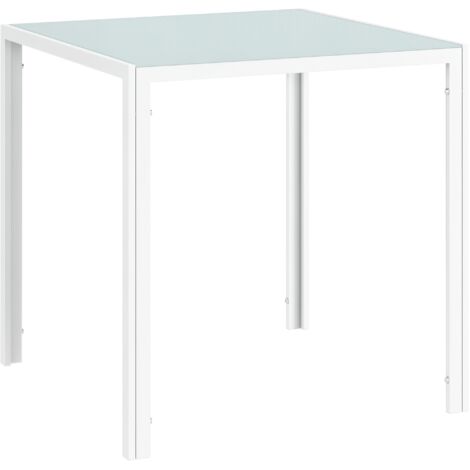 HOMCOM Esszimmertisch 75 x 75 cm, Quadratischer Küchentisch für 4 Personen, Esstisch aus Hartglas mit Metallbeine, moderner Tisch für Küche, Esszimmer und Wohnzimmer, Weiß (1/5)