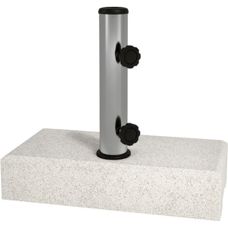 Outsunny Sonnenschirmständer aus Granit 25 kg Ampelschirmständer Schirmständer Schirmhalter, Schirmgewicht, Ständer für Sonnenschirm 32/38/48mm Rohrdurchmesser, für Balkon, Terasse, Garten, Grau