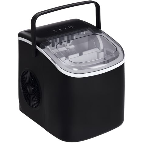 HOMCOM Eiswürfelmaschine, 12 kg/24h, 9 Eiswürfel in 6-12 Minuten, Selbstreinigender Eiswürfelbereiter mit Griff, Eisschaufel und Korb Ice Maker für Küche, RV, Camping