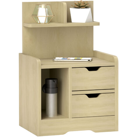 HOMCOM Nachttisch Weiß - 2 Schubladen Mit Goldgriffen 40x40x50cm