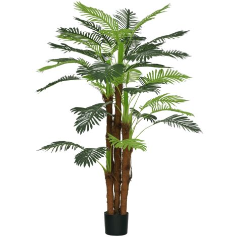 HOMCOM Künstliche Pflanzen, Kunst Palme, 160 cm Kunstpflanze mit 36 Zweige, Zimmerpflanze, Kunstbaum, Pflanze Deko für Indoor, Outdoor, Grün (1/5)