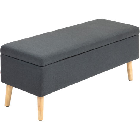 HOMCOM Sitzbank mit Stauraum Polsterbank mit Leinenoptik, Sitztruhe mit Holzbeine, Truhenbank für Wohnzimmer Schlafzimmer Flur 110 x 39 x 45 cm, Dunkelgrau (1/5)