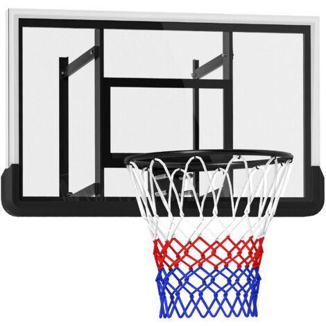 SPORTNOW Basketballkorb mit Rückwand, Indoor & Outdoor, Basketballbrett mit Ø45 cm Stahlkorb und Netz, Wandmontage, Basketball Board für Kinder Jugendliche Erwachsene, Schwarz (1/5)