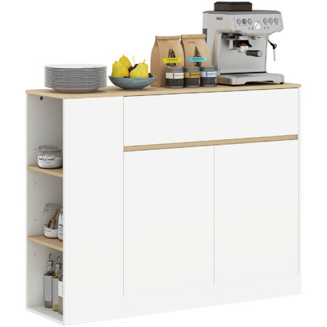HOMCOM Sideboard Kommode 120cm - Weißer Aufbewahrungsschrank Für Wohnzimmer
