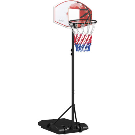 SPORTNOW Basketballkorb mit Ständer, 179-209 cm höhenverstellbar Basketballständer mit Rollen, Basketballanlage Standfuß, Outdoor, Stahl, Mehrfarbig