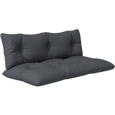 Outsunny 2 Sitzer Palettenkissen 120cm x 60cm x 15cm Bankauflage Sitzkissen mit UV-Schutz Polsterauflage wasserabweisend Gartenbankauflage für Sitzbank Gartenbank Dunkelgrau
