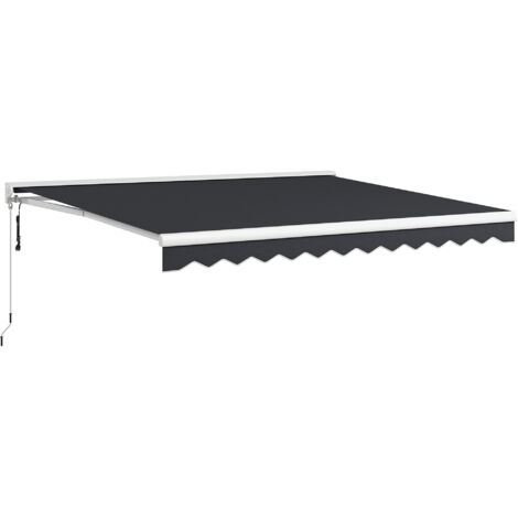 Outsunny Gelenkarmmarkise 4 x 3 m Elektrische Markise mit Handkurbel, Fernbedienung Wandmontage Sonnendach Balkonmarkise für Garten Alu Grau (1/5)