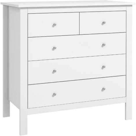 HOMCOM Kommode Mit 4 Schubladen - Sideboard Weiß, 74x35x97cm, Mit Kippschutz
