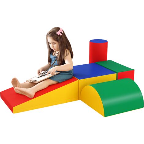 HOMCOM Schaumstoff-Bausteine für Kinder, fördern Kreativität, Kunstleder, 40x40x20 cm, Mehrfarbig, 1-3 Jahre