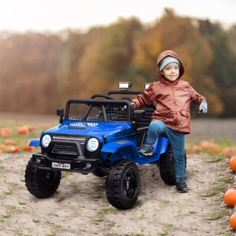 HOMCOM 12V Kinderfahrzeug mit Vorwärts-, Rückwärtsfunktion, MP3-Musikplayer, Scheinwerfer, 3-8 km/h, 3-5 Jahre, Orange