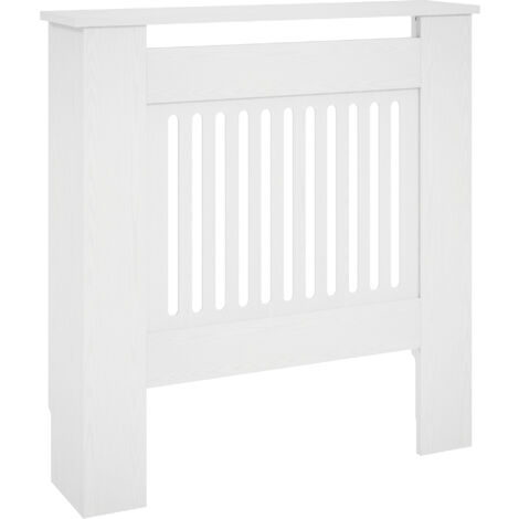HOMCOM Heizkörperverkleidung ausziehbar Heizkörperabdeckung mit Ablage, Lamellen, Heizungsabdeckung Heizungsverkleidung Heizkörper Abdeckung 78 x 19 x 81 cm Weiß