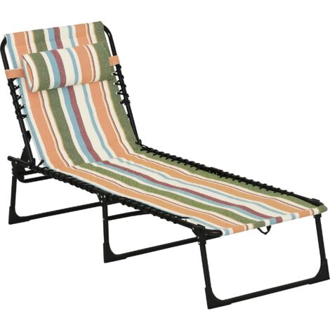 Outsunny Sonnenliege klappbar Gartenliege, Liegestuhl mit 4-Fach verstellbare Rückenlehne, wetterfeste Campingliege bis 120 kg belastbar, für Garten Strand Pool, Mehrfarbig (1/5)