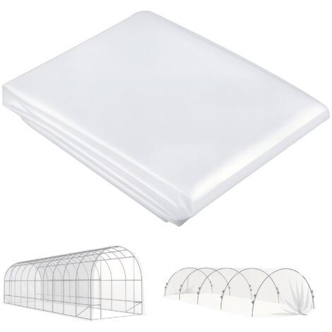 Outsunny Gewächshausfolie 8x10 m wasserdicht Gartenfolie mit UV Schutz, Extra Dick Reißfest Folie aus Kunststoff, Abdeckplane für Treibhaus Folientunnel, Tunnelfolie NUR Folie Transparent