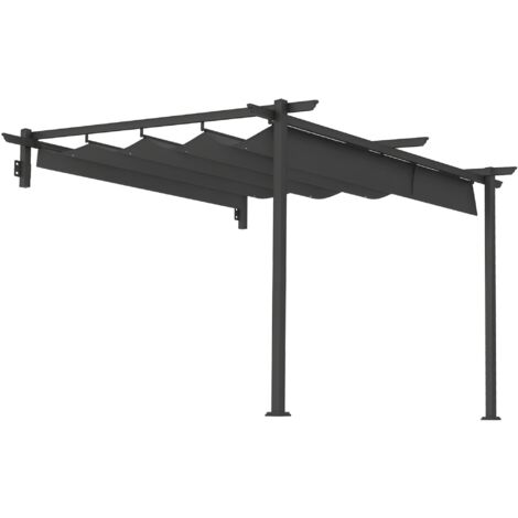 Outsunny Pergola ca. 3x2m Garten Pavillon Terrassendachung Metall Freistehender Gartenpavillon mit Verstellbares Dach, UV Schutz, Sonnenschutz für Terrasse und Garten, Grau