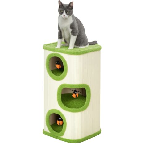 PawHut Kratztonne Für Katzen – 56 Cm Hoch, Mit Sisal-Kratzfläche & Höhle | Für Katzen Bis 5 Kg | Farbe: Kaffee