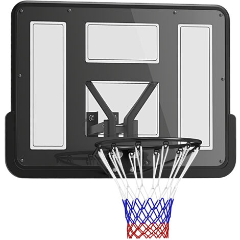 SPORTNOW Basketballkorb mit Rückwand für Outdoor & Indoor, Basketballbrett mit Ø45 cm Stahlkorb und Netz, Wandmontage, Basketball Board für Erwachsene, 110 x 80 x 75 cm, Schwarz (1/5)