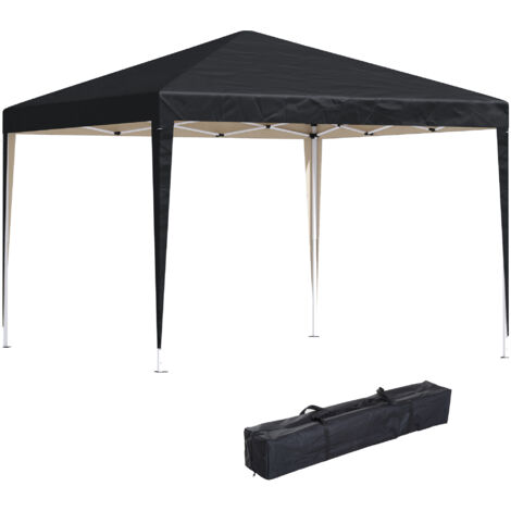 Outsunny Pavillon ca. 3x3m, wasserabweisend Stabil Winterfest Pop-up Faltpavillon, UV Schutz, Faltbar Partyzelt Gartenzelt mit Tasche, Gartenpavillon für Camping Garten, Schwarz (1/5)