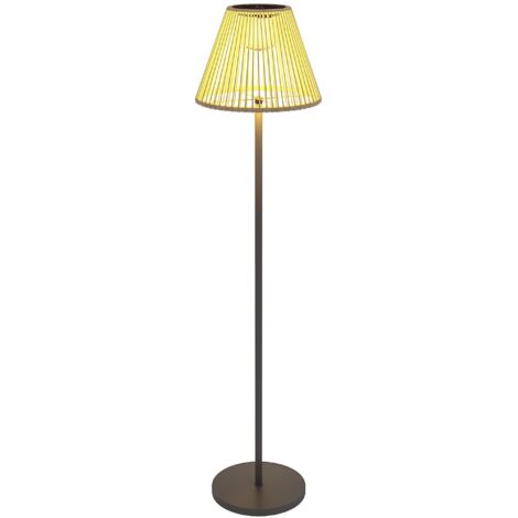 Outsunny Solar Stehlampe Rattan Solarlampen mit Lichtsensor 25 LEDs automatisch Solarleuchte im Boho-Stil IP44 Wasserdichte Solarlampe Outdoor Lampe für Garten Balkon Außen Rasen Ø33x135 cm