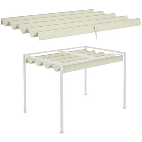 Outsunny Ersatzdach für 2,85 x 2 m Pergola, wasserabweisend einziehbar Welle Überdachung mit Regenabflusslöchern, UV-Schutz 30+, NUR Schattenabdeckung 286 x 245 cm, Cremeweiß