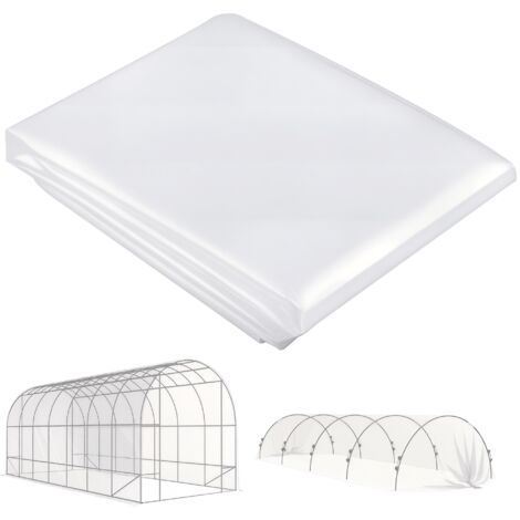 Outsunny Gewächshausfolie 7x8 m wasserdicht Gartenfolie mit UV Schutz, Extra Dick Reißfest Folie aus Kunststoff, Abdeckplane für Treibhaus Folientunnel, Tunnelfolie NUR Folie Transparent