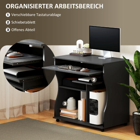 ByWohnorama Gaming-Schreibtisch – LED-Beleuchtung, Ergonomisch, Geräumig, 173 Cm, Schwarz