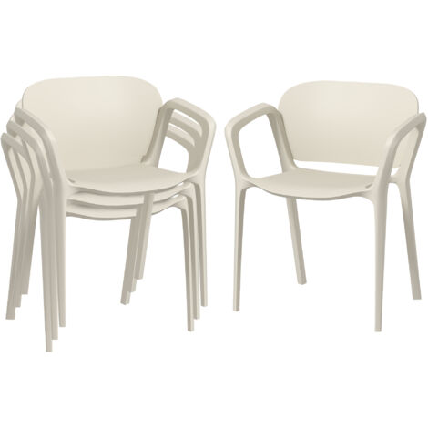 Outsunny – Gartenstuhl 4er Set wetterfest – stapelbare Balkonstühle aus Kunststoff – UV- und wasserbeständig – bis 120 kg belastbar – für Terrasse und Garten (1/5)