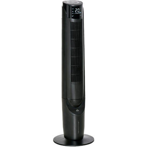 HOMCOM Luftkühler Turmventilator mit Wasserkühlung Luftbefeuchtung 60W leise Standventilator mit 12h Timer, 4 Modi, Fernbedienung, LED-Anzeige für Wohnzimmer Schwarz Ø31,5 x 107 cm