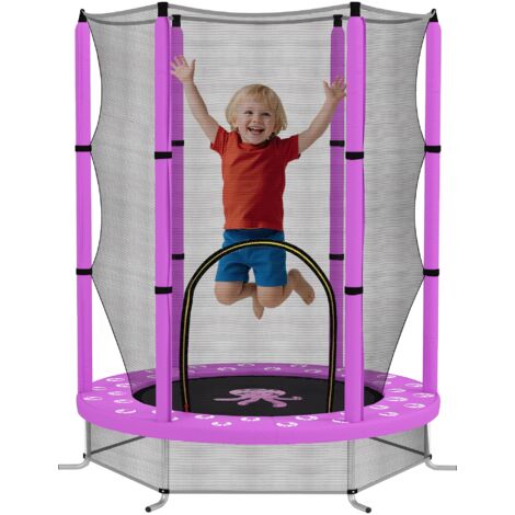 Gartentrampolin Trampolin für Kinder 140cm mit Sicherheitsnetz Leiter bis 45kg
